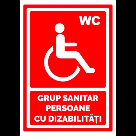 Indicator rosu pentru grup sanitar persoane cu dizabilitati